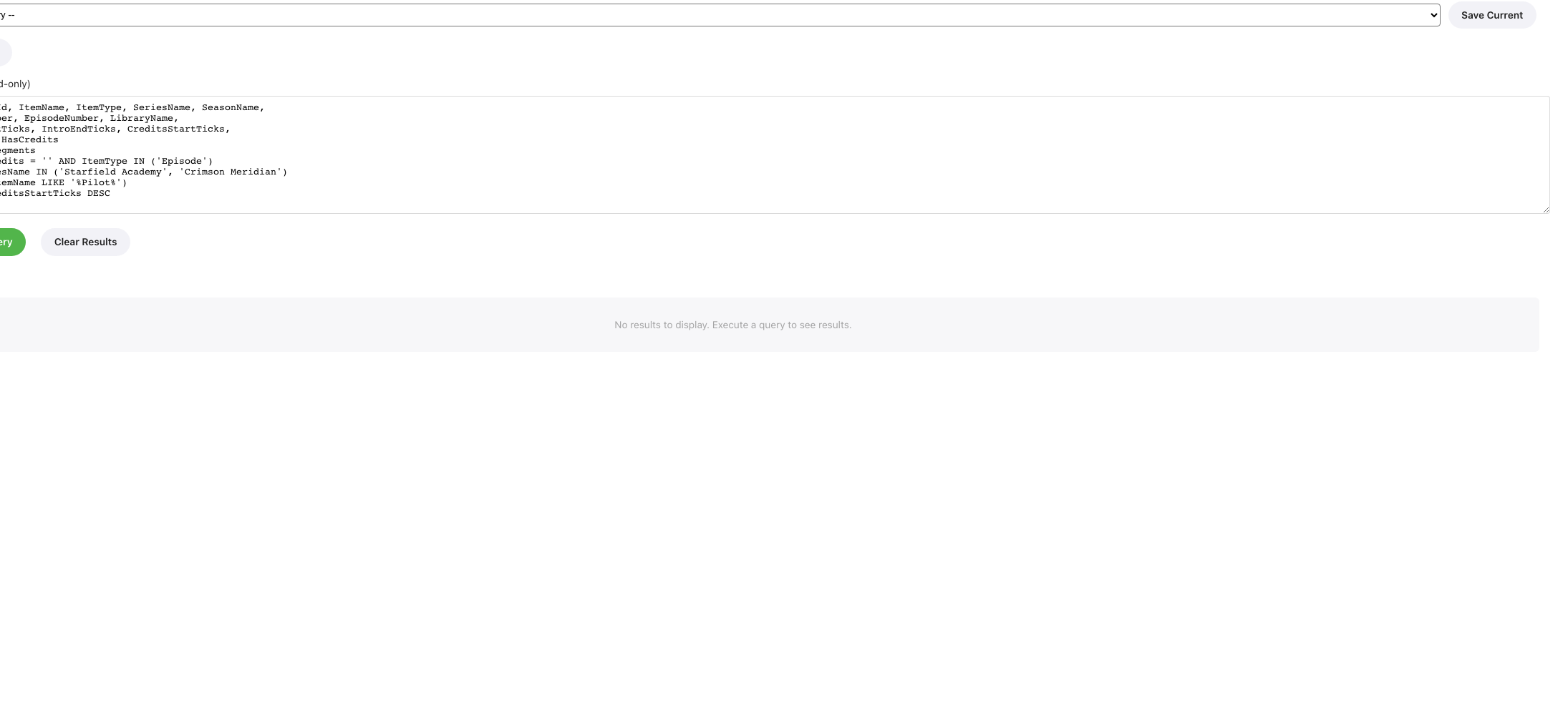 Query builder area