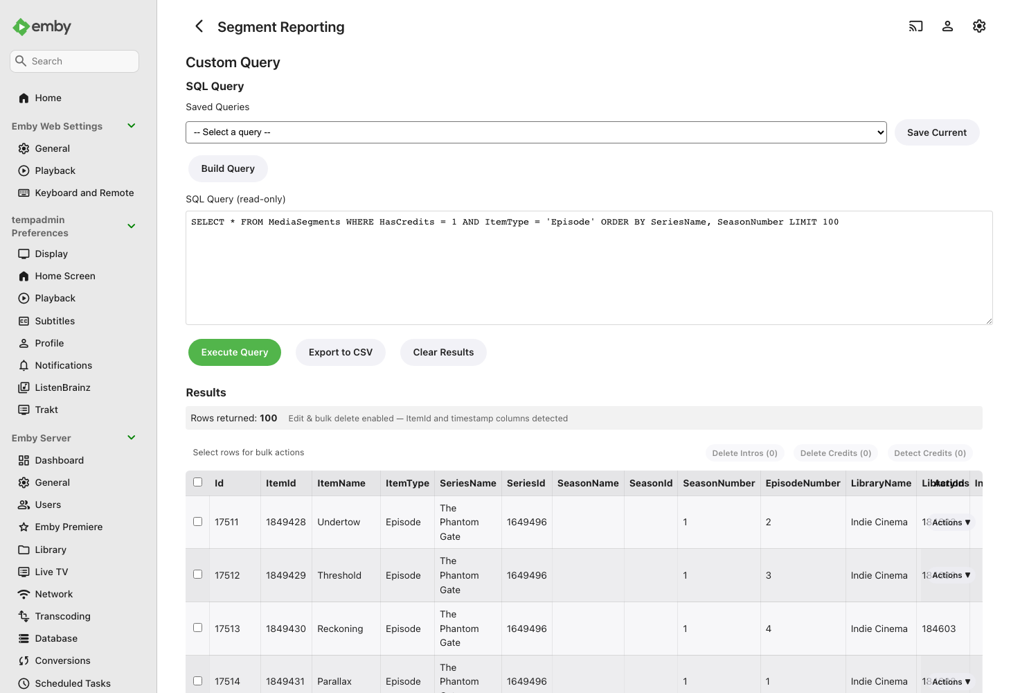 Query Results