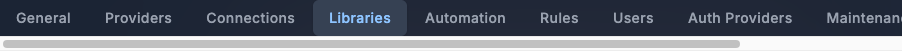 Settings tabs nav with the Libraries tab active